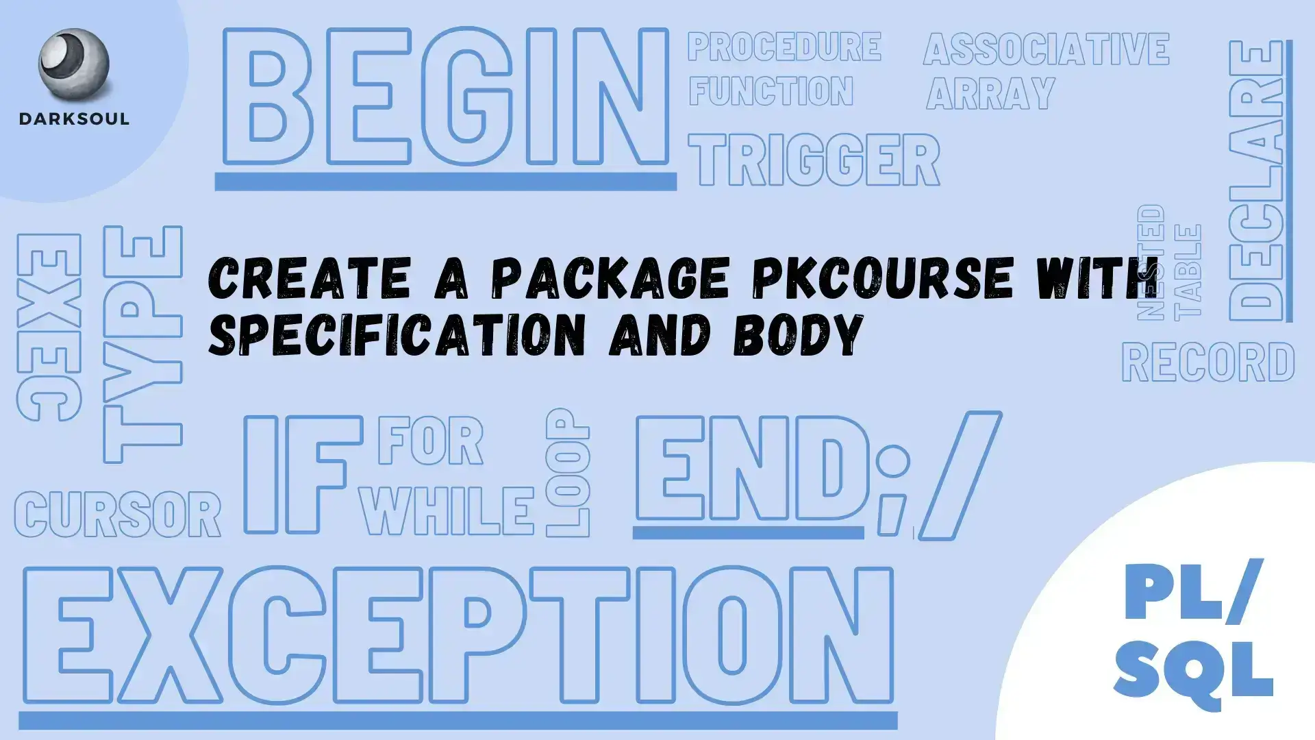 Create a Package pkcourse with Specification and Body - cover image